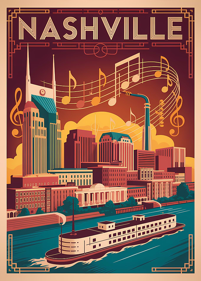 Nashville Art Deco Travel Poster