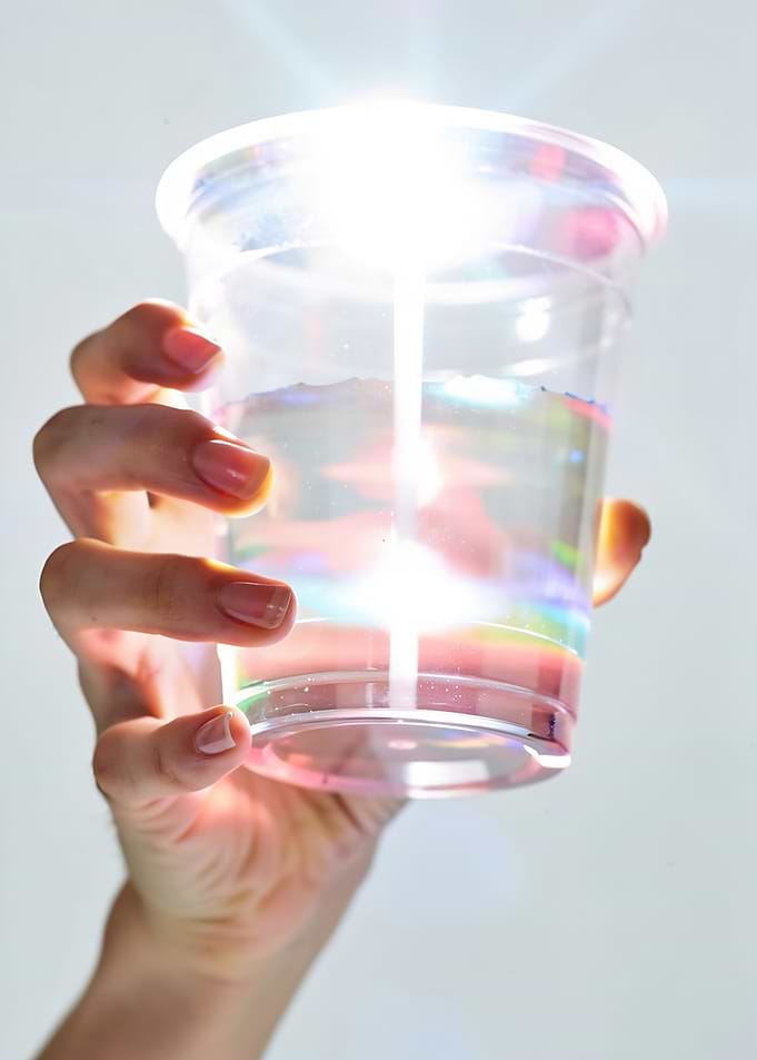 Hand holding a plastic cup