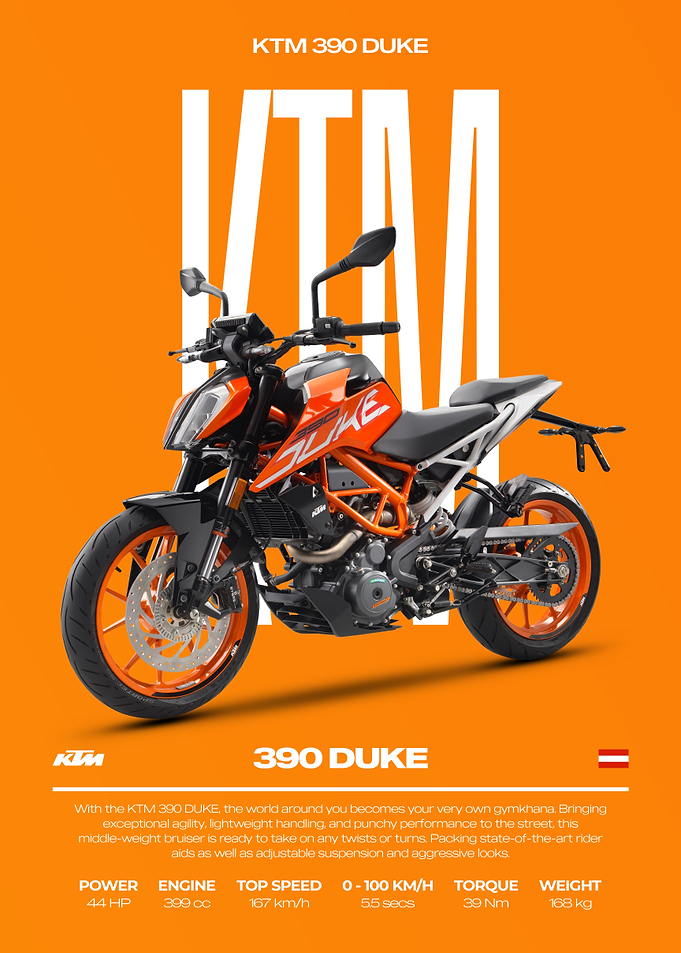 KTM 390 Duke Motorcycle Poster