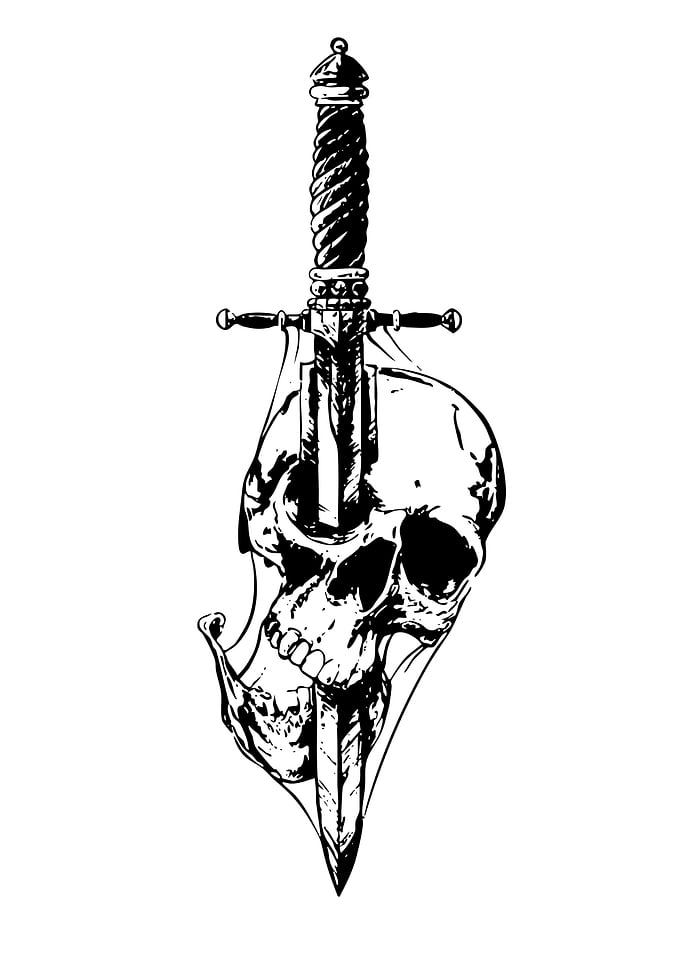 Skull and Dagger Black and White