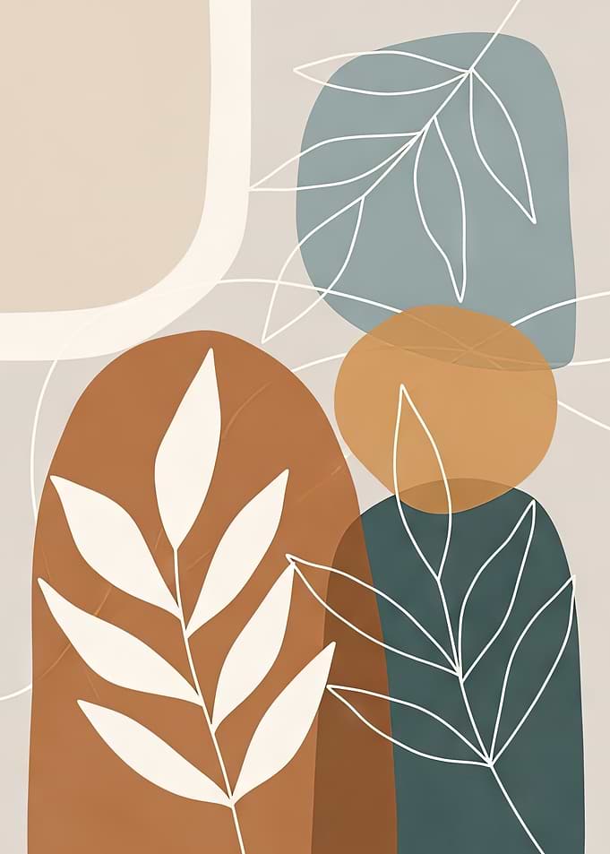 Abstract botanical art with earthy tones