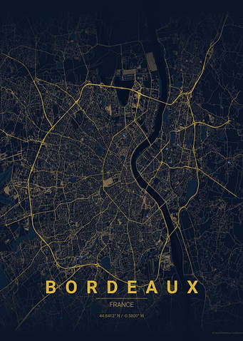 Bordeaux, France City Map Art