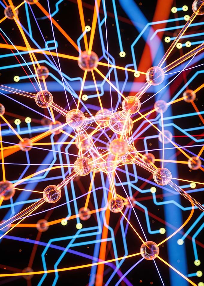 Abstract Network Connection with Glowing Lines