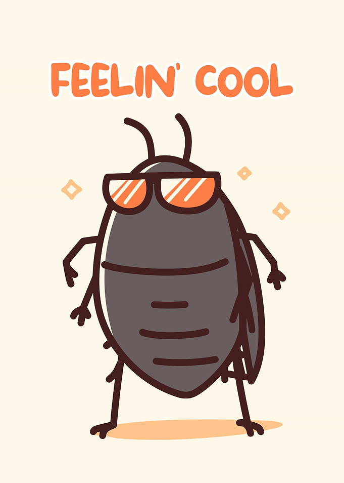 Cool Cockroach Cartoon with Sunglasses