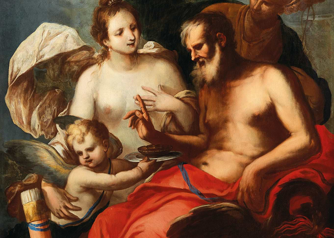 Classical Painting with Figures and Cupid