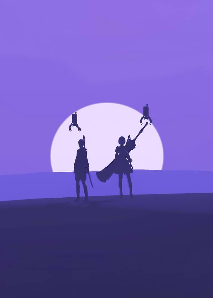 girl with Silhouette Landscape