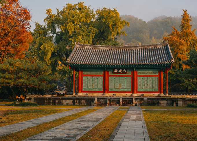 Korean Autumn Temple in Jeonju, South Korea