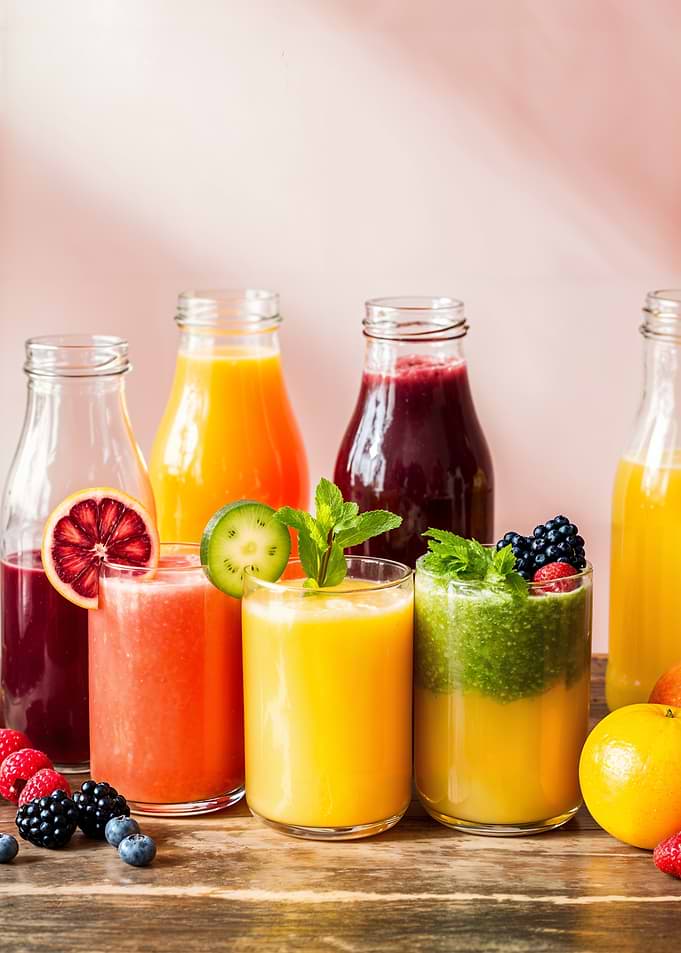 Colorful Fruit Juices and Smoothies