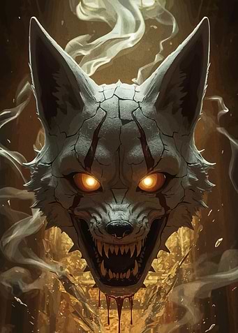 Creepy Wolf Mask with Glowing Eyes