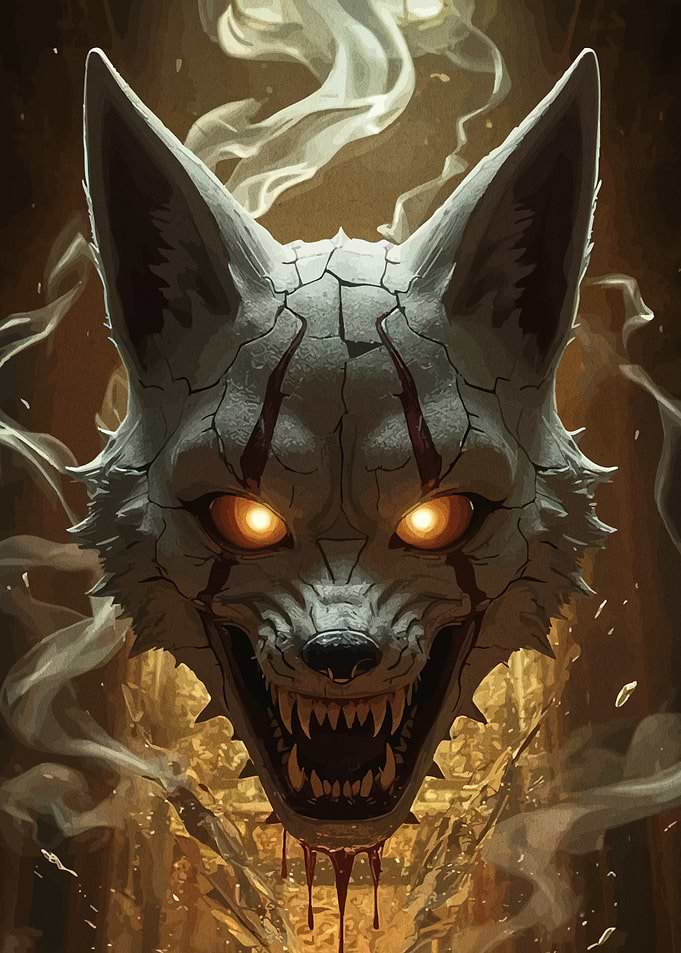 Creepy Wolf Mask with Glowing Eyes