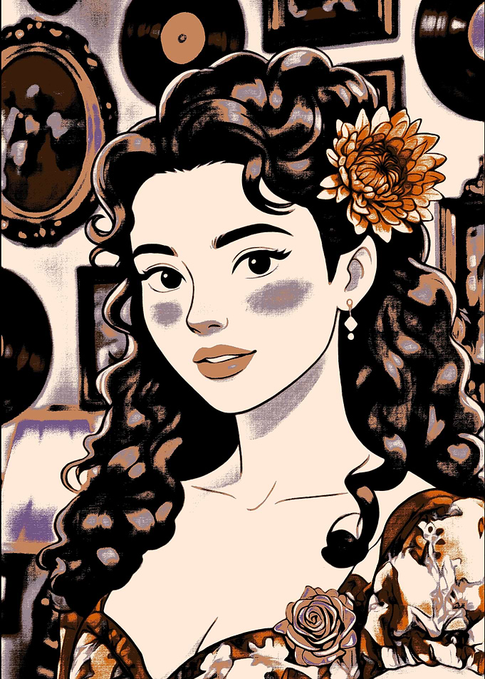 Vintage Portrait of a Woman with Flower