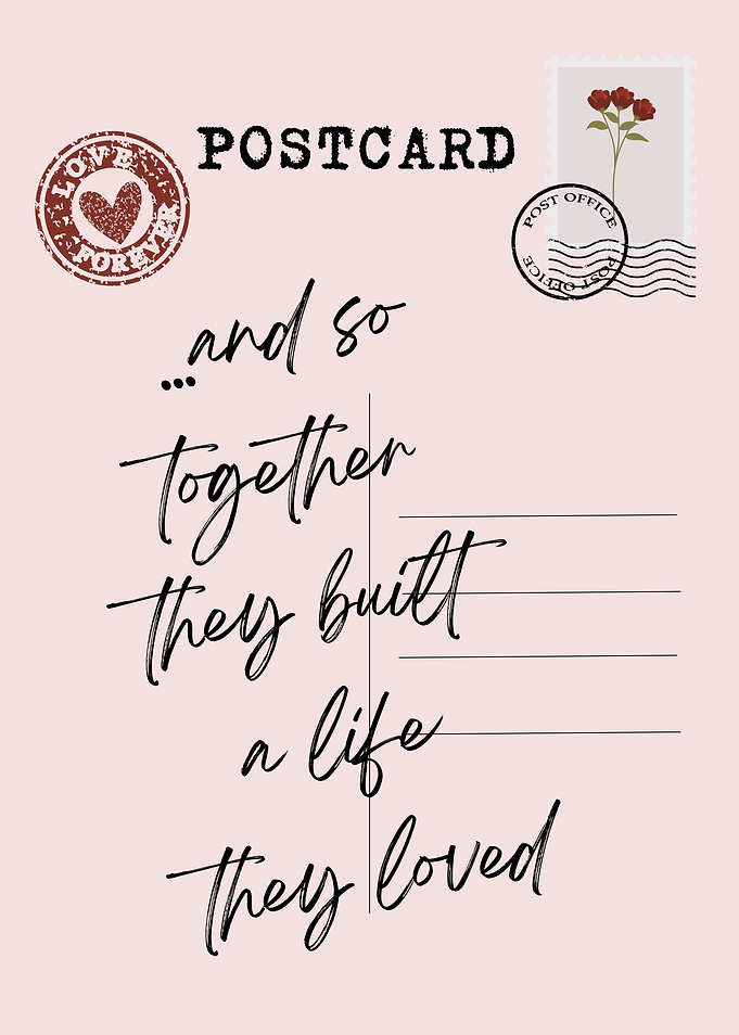 Love Forever Postcard with Floral Stamps