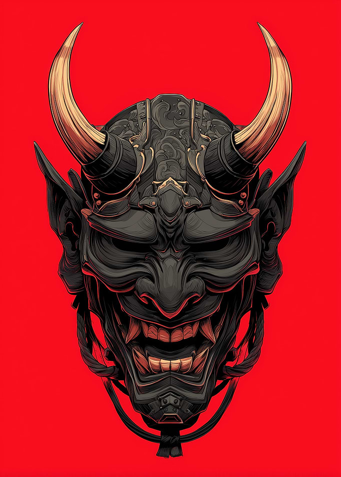 Detailed Oni Mask Illustration