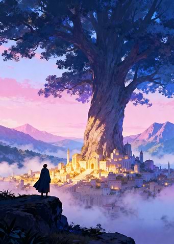 Fantasy City Under Giant Tree