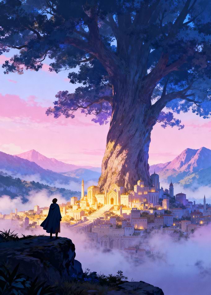 Fantasy City Under Giant Tree