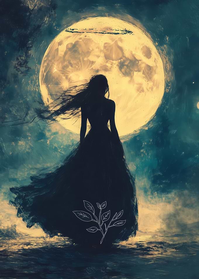 Silhouette under the moon