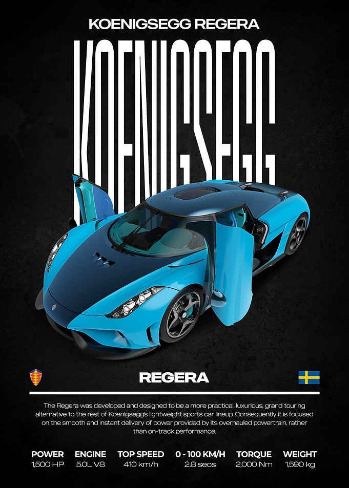 Koenigsegg Regera Car Poster