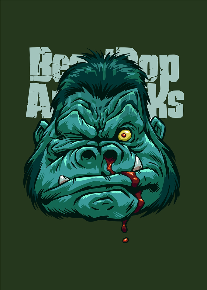 Cartoon Gorilla Head with Blood
