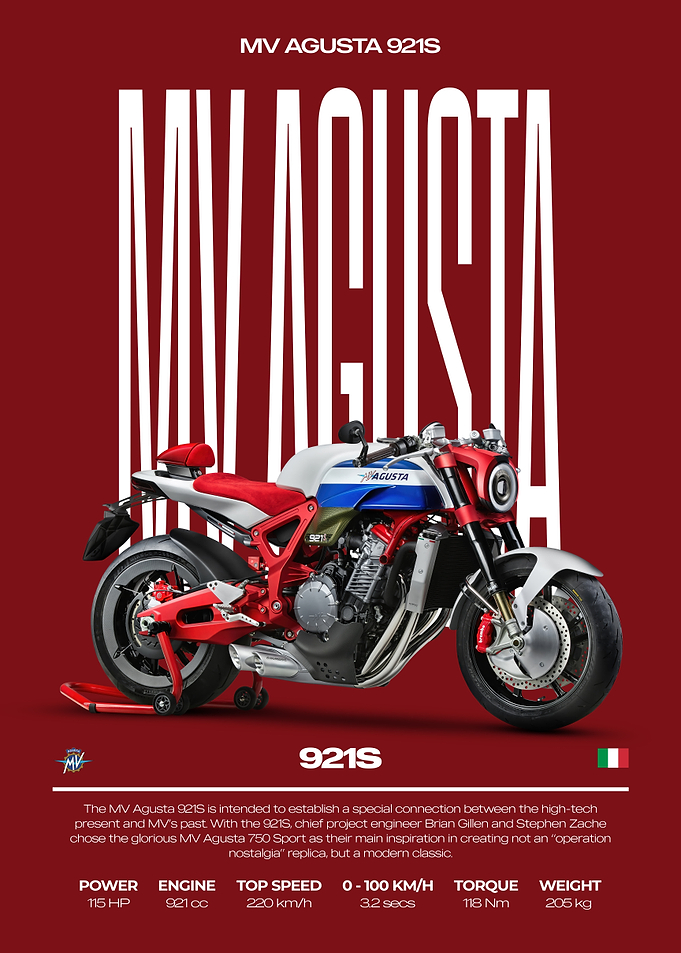 MV Agusta 921S Motorcycle Poster