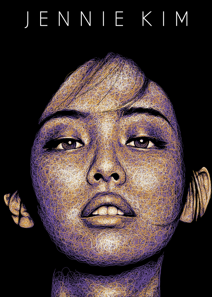 Jennie Kim Black Pink Portrait Scribble Art