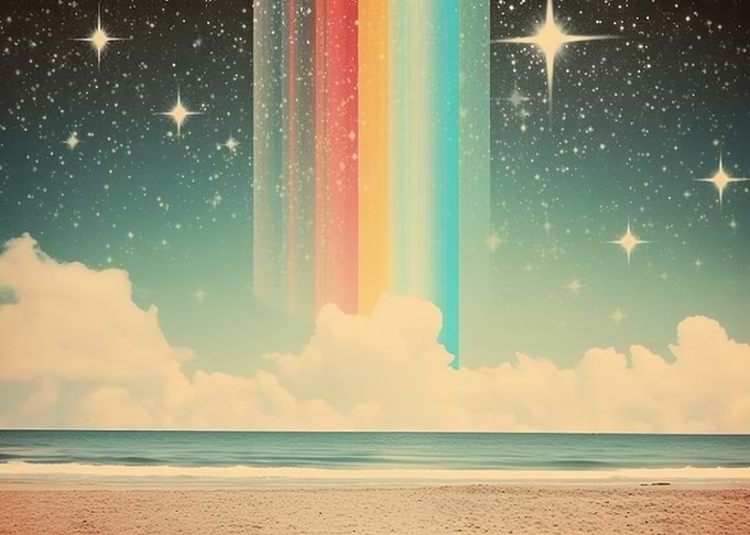 Falling rainbow sky