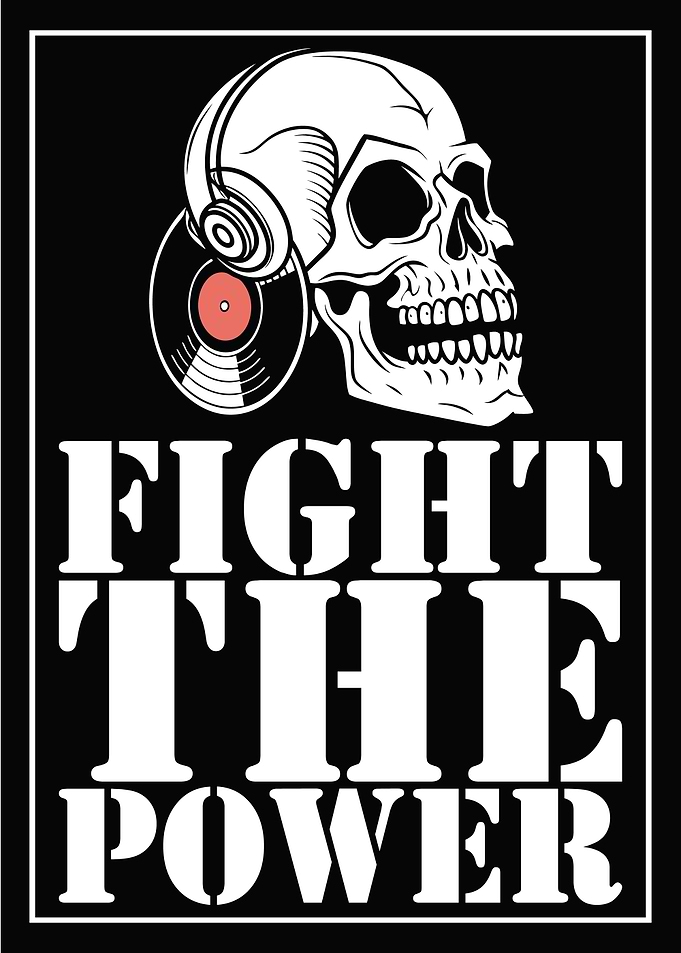 Fight the Power Skull with Headphones