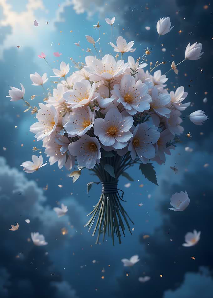 Floral Bouquet in Dreamy Sky