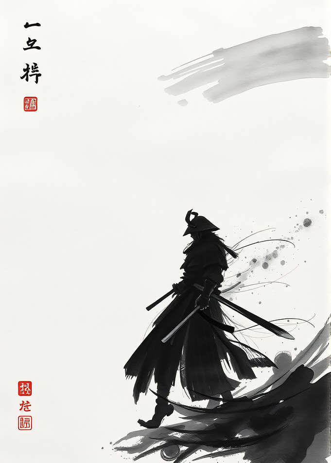 Samurai Ink Wash Painting