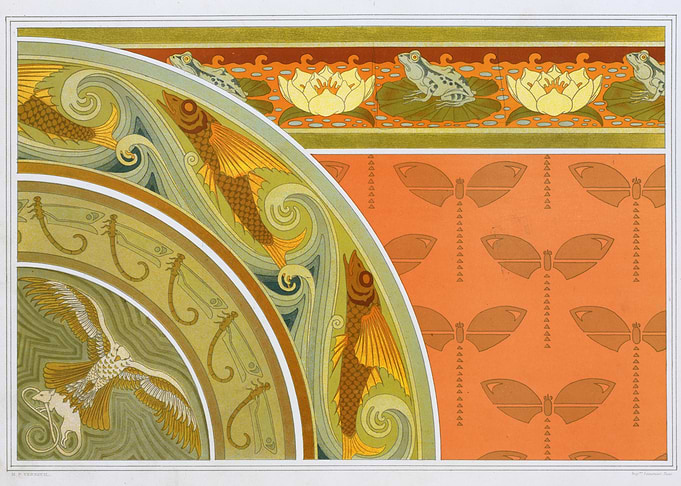 Art Nouveau Nature-Themed Decorative Panel