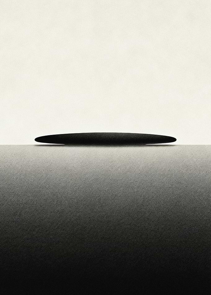 JAPANDI Zen Monochrome Abstract Stone Horizon Art