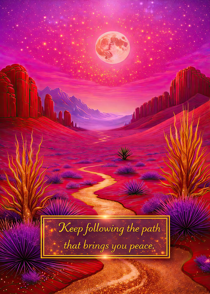 Peaceful Desert Path Under a Full Moon