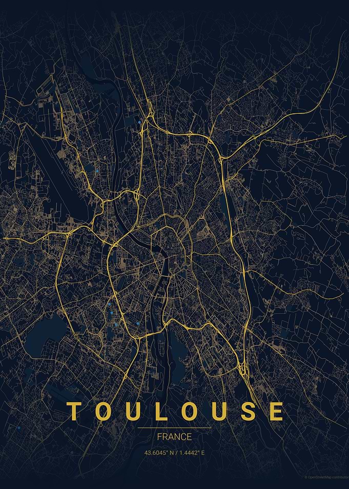 Toulouse, France City Map