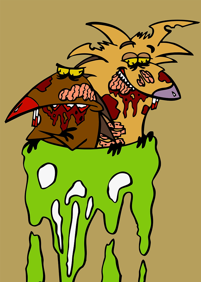 Zombie Angry Beavers Cartoon Illustration