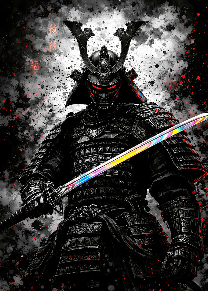 Dark Samurai with Rainbow Sword