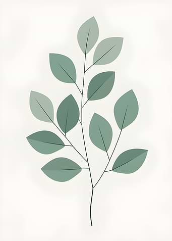 Minimalist Green Leaf Branch Illustration