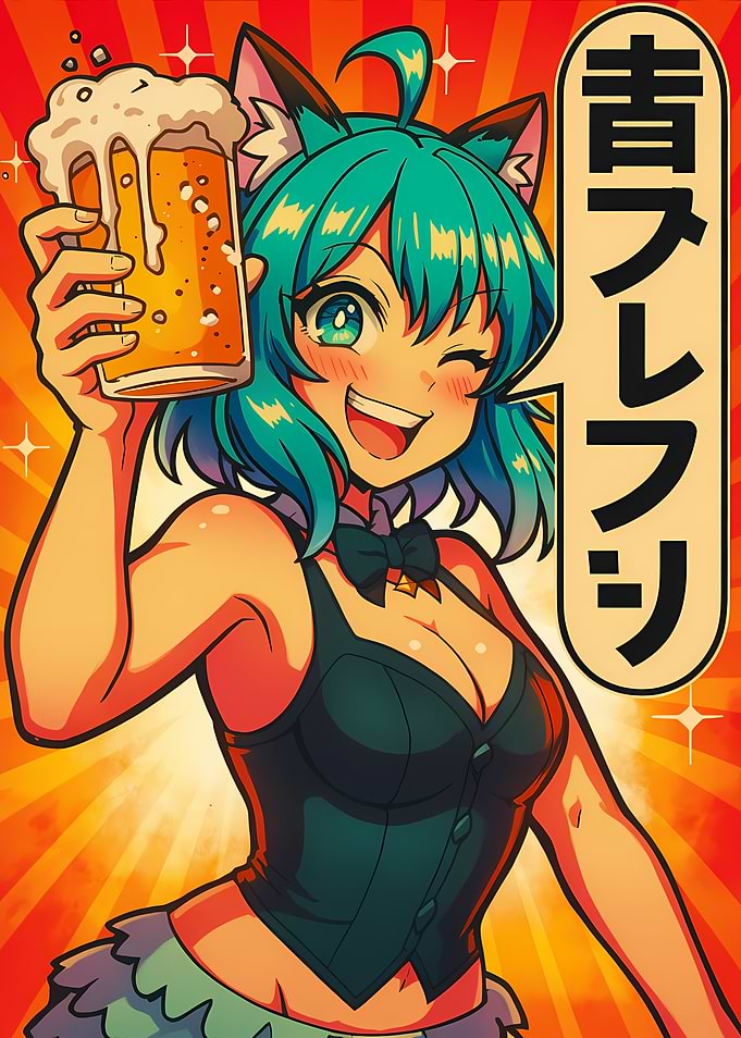 Anime Girl with Beer