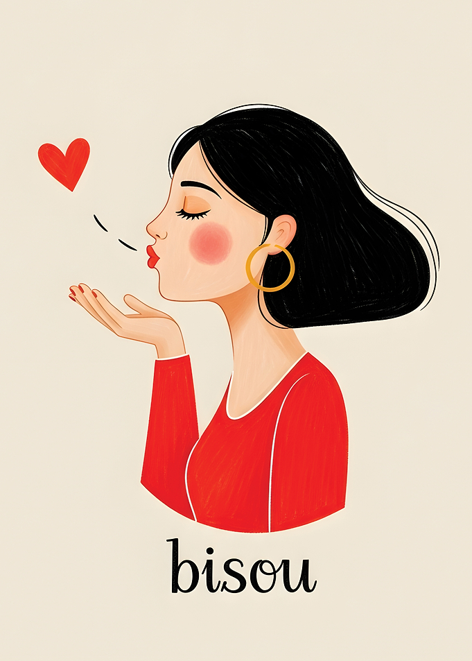 Woman Blowing Kiss Illustration