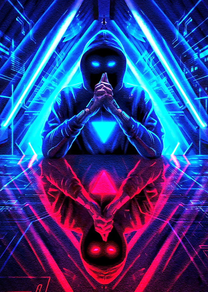 Cyberpunk Hacker Reflection