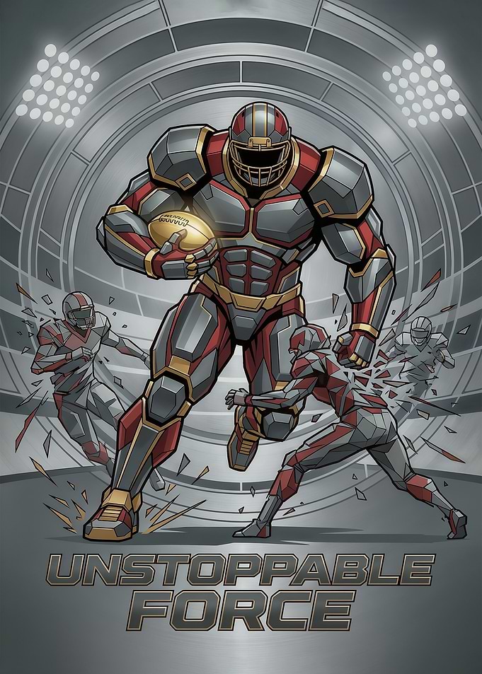 Unstoppable Force Football Player Illustration