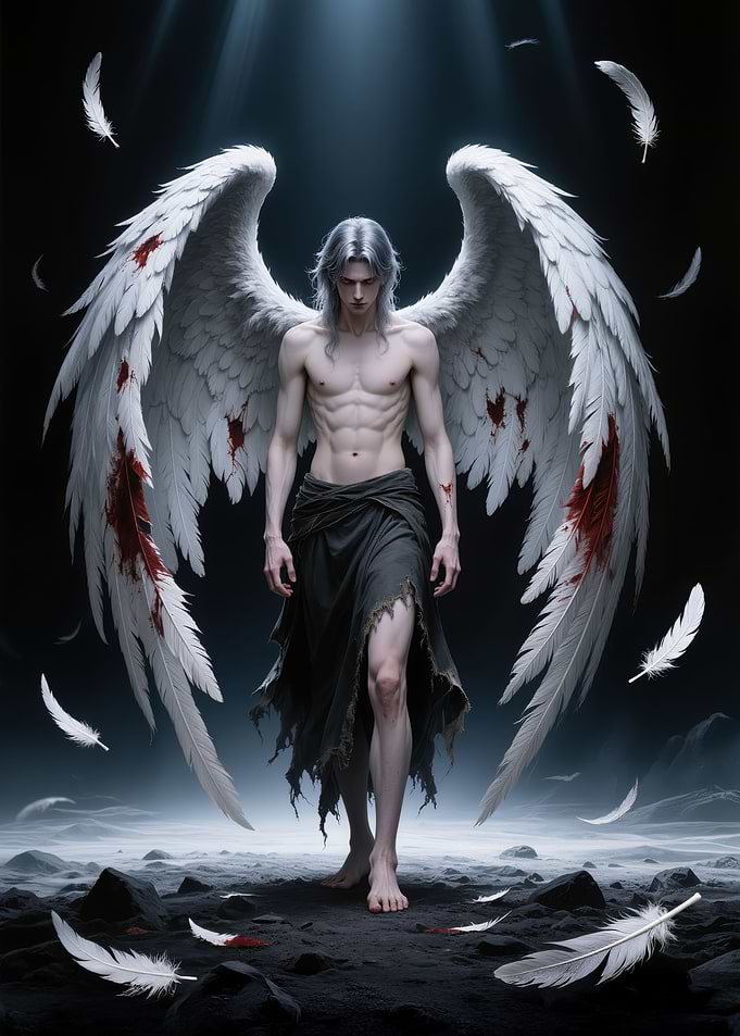 Fallen Angel with Bloodied Wings