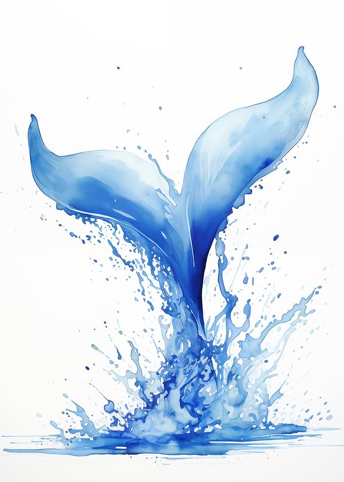 Whale Tail Watercolor Splash