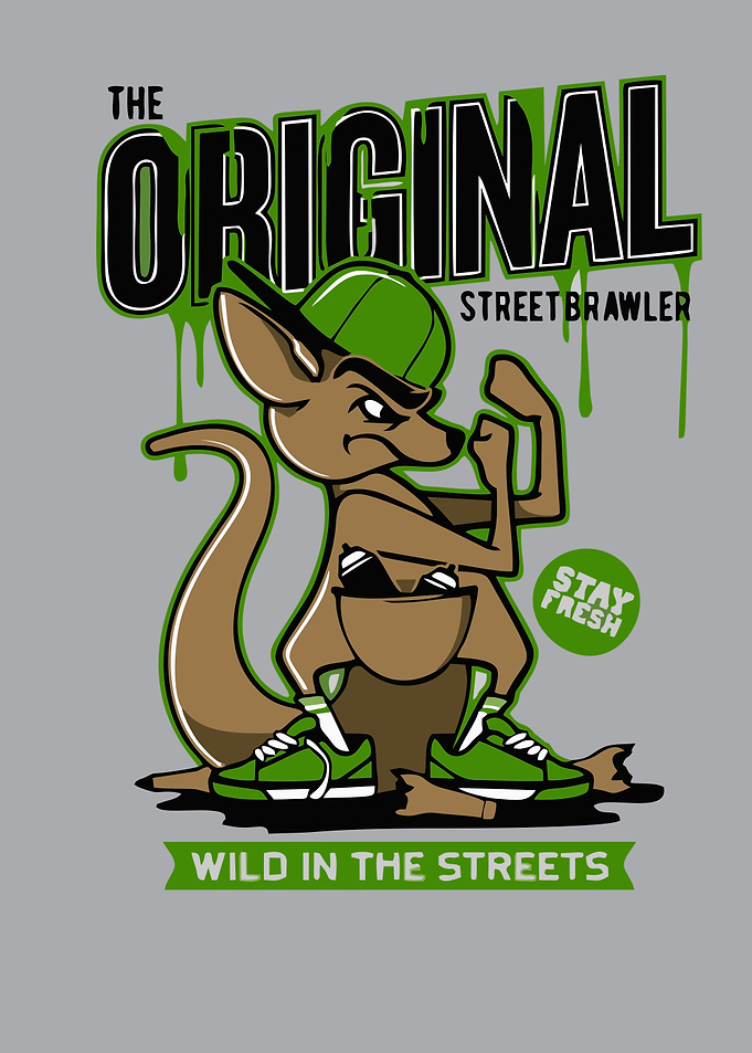 Original Street Brawler Kangaroo Cartoon