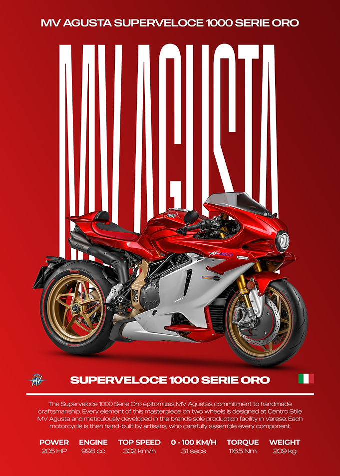 MV Agusta Superveloce 1000 Serie Oro Motorcycle Poster