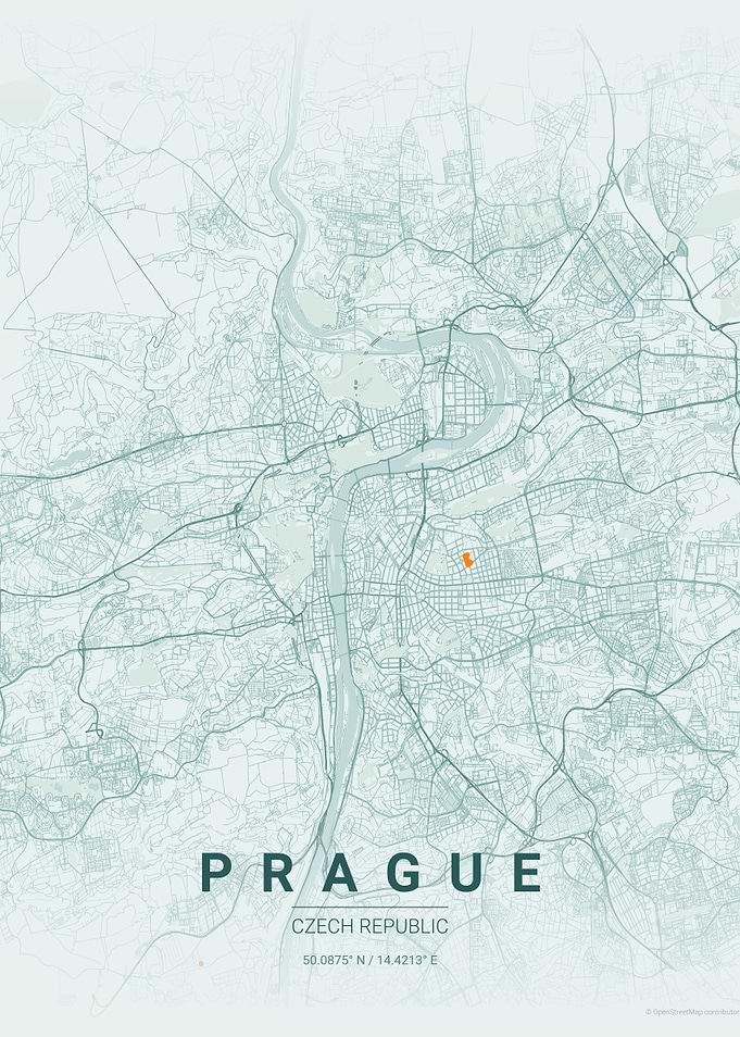 Prague City Map Art Print