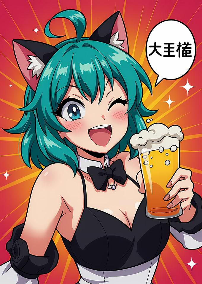 Anime Girl with Beer