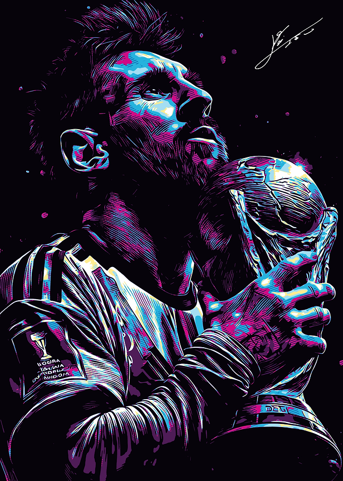Lionel Messi World Cup Celebration Art