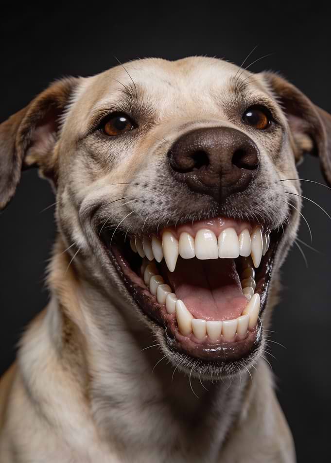 Smiling Dog Portrait with Big Teeth