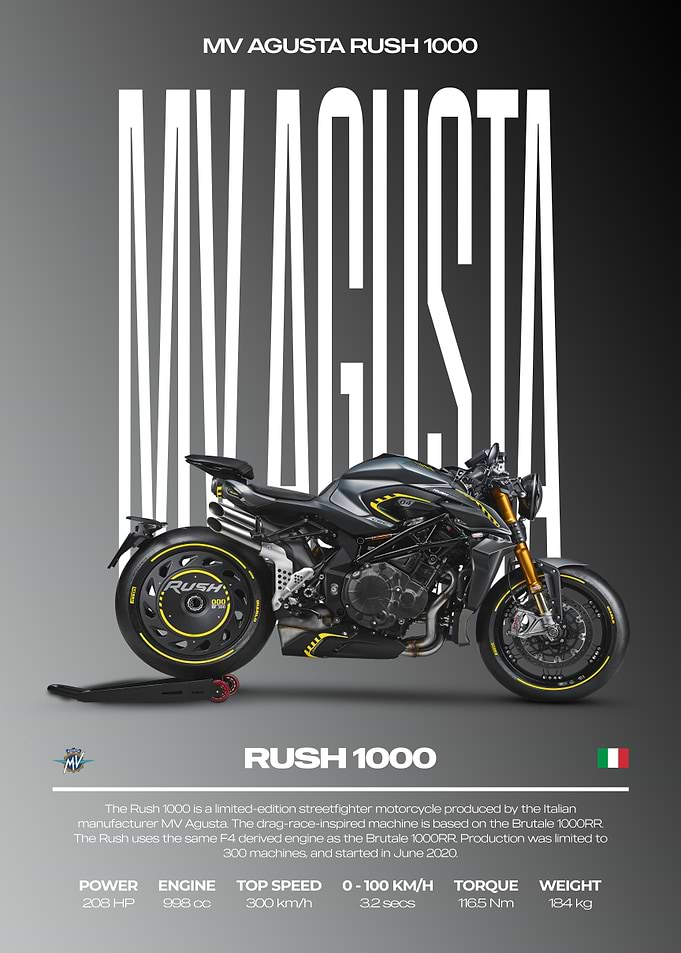 MV Agusta Rush 1000 Motorcycle Poster