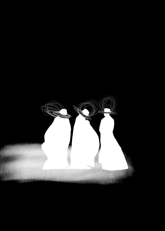 Three Figures in White