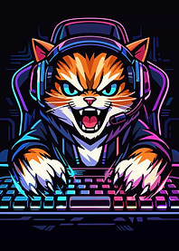 Gamer Cat Cartoon Illustration